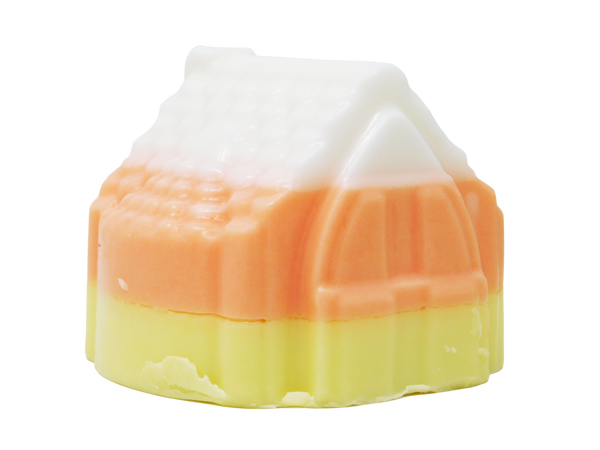 house shaped soap in candy corn colors