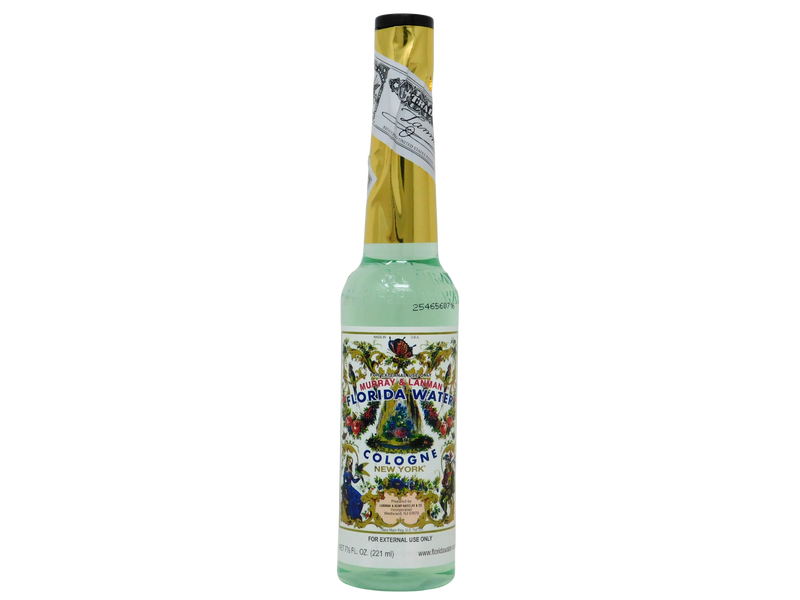 Bottle of Florida Water cologne on a white background