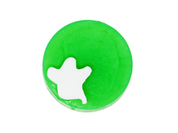 candy apple green circular soap with a little soapy ghost on top