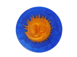 navy soap with gold sparkles and gold sun and moon on top