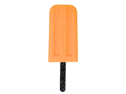 orange ice pop shaped soap with black acrylic glittery reusable stick