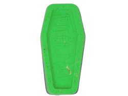 green coffin bath bomb with purple bottom