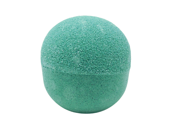 dark aqua blue neptune bath bomb in the shape of a sphere