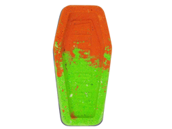 orange and green coffin shaped Samhain bath bomb