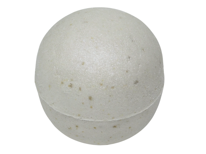 white shimmering sphere bath bomb