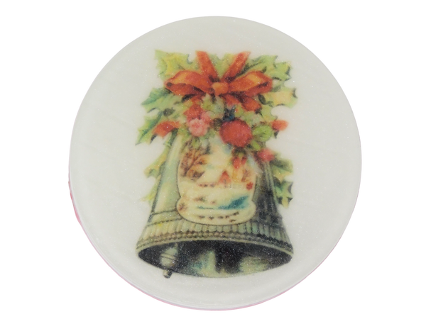 circular soap with vintage bell illustration 