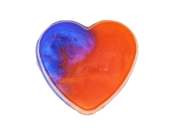 orange and purple heart soap