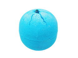 blue sphere bath bomb topped with a clear quartz point