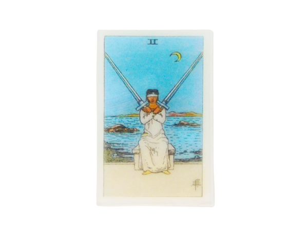 soap with the two of swords tarot card on it