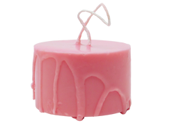 pink soap on a rope designed to look like a melty candle 