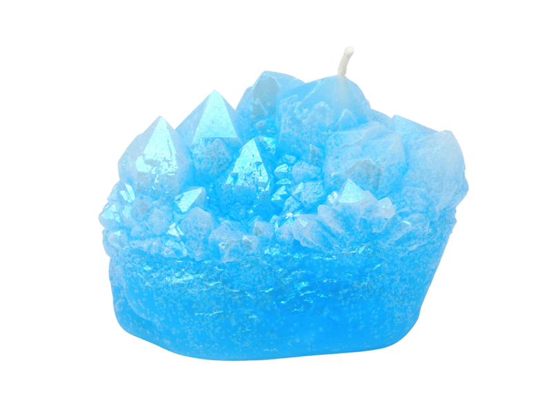 Blue candle shaped like a crystal 