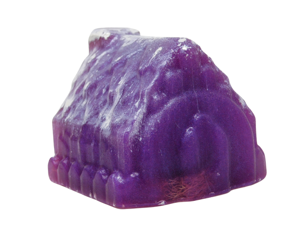 purple house shaped soap with snowy roof