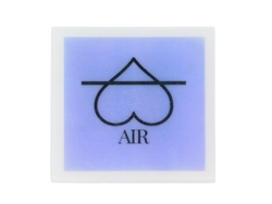 square soap with periwinkle background and the elemental symbol for air with a heart instead of a triangle and the words AIR written beneath it