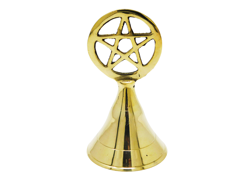 gold bell with star on the top of handle 