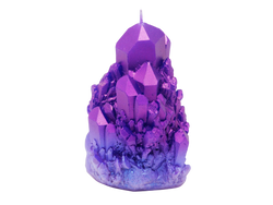 photo of a metallic purple crystal shaped candle